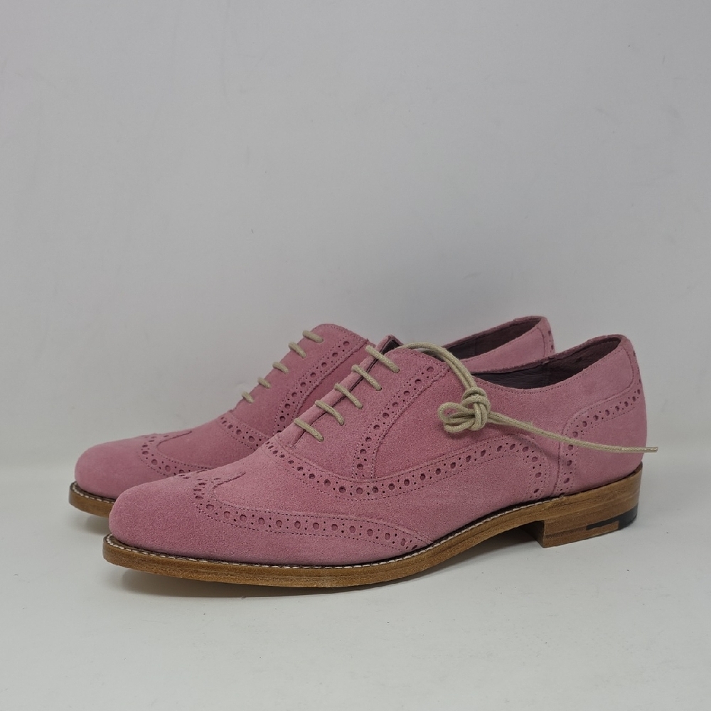 Barker Made England Freya In Pink Suede Brogue Shoes Women's Size 9